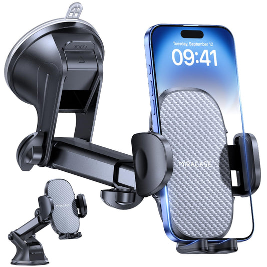 Miracase Car Phone Holder for Cars Dashboard Windscreen Desk, 3in 1 Mobile phone Mount Automobile Cradle 360° Rotatable Stand for iPhone16 15 Pro Plus Max 14 13 12