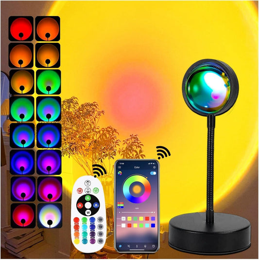 xoddi Sunset Lamp Led Lights for Bedroom Sunset Projection with APP, 16 Colors Night Light 360° Rotation Sun Lamp for Bedroom Decor and Aesthetic Room Decor Gifts for Women