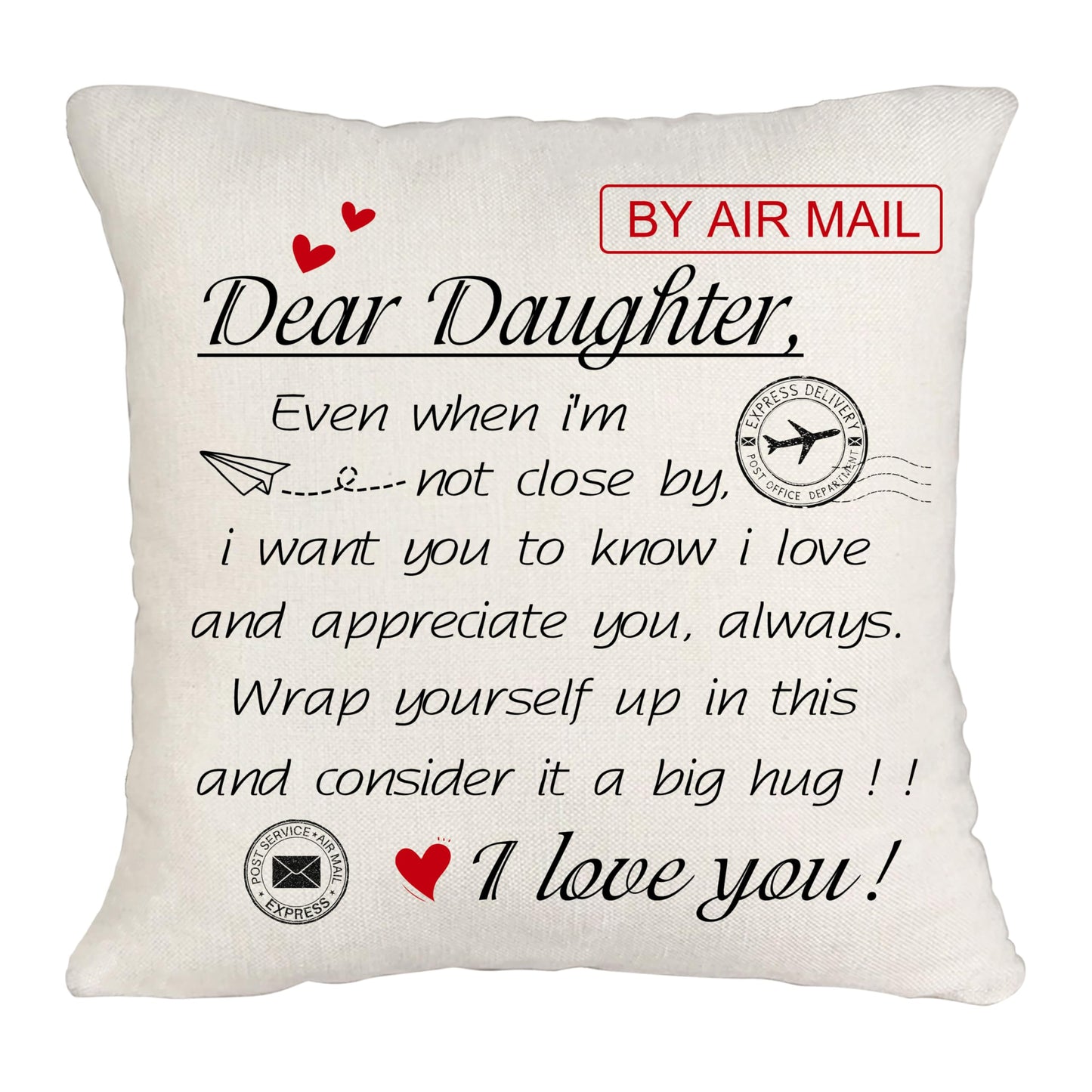 Daughter Cushion Cover 'I Love and Appreciate You' Throw Pillow – 45x45cm