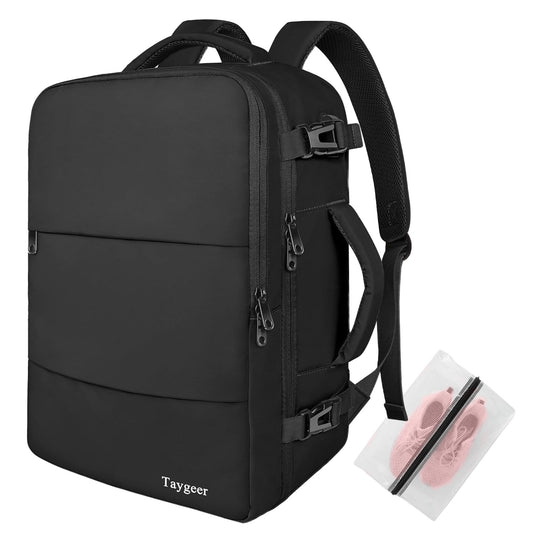 Taygeer Easyjet Cabin Bag 45x36x20 Underseat, Travel Backpack Men Carry On Cabin Size Weekend Luggage Overnight Laptop Rucksack Plane Hand Luggage Bag Laptop Backpack with Shoes Compartment, Black