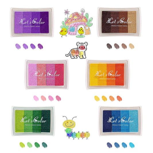 Stamp Ink Pad Set 6-Pack Washable Pigment for Card Making Scrapbooking – Multi-colour
