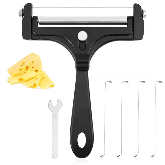 Adjustable Handheld Cheese Slicer Kit with 4 Extra Wires & Wrench – Stainless