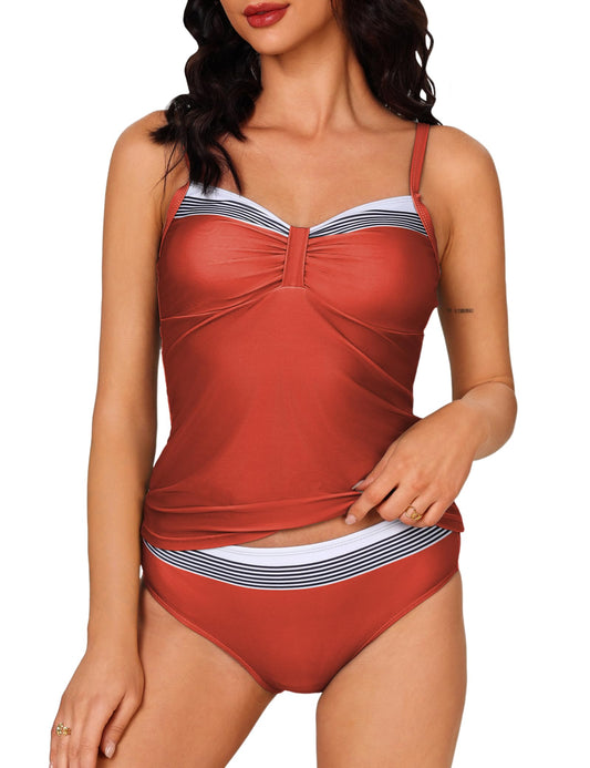 Aottori Women's Tankini Swimsuit 2 Piece Set with Shorts – Red XXL