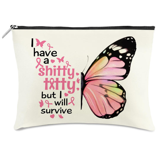 Breast Cancer Awareness Makeup Pouch Pink Ribbon Inspirational – Pink