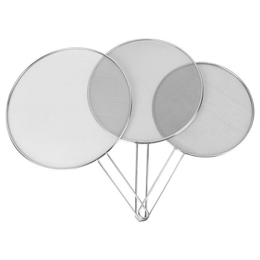 Stainless Steel Splatter Screen Mesh Oil Strainer 19.7 in for Frying Pans Pots Skillets with Hanging Loop – Silver