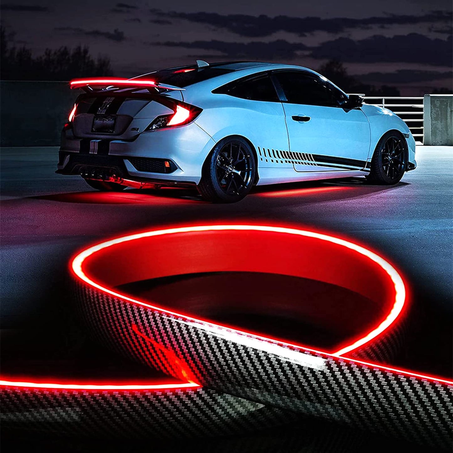 Universal Car Roof Spoiler LED Light Strip Brake/Turn Signal 130cm – Carbon 130cm