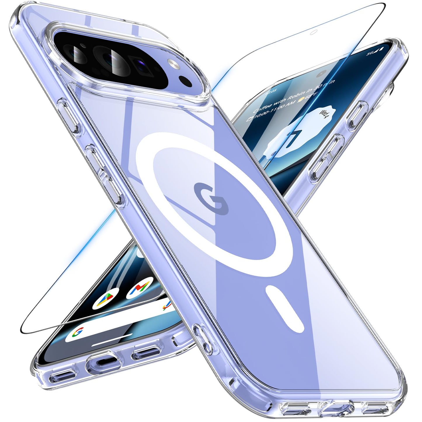Magnetic Shockproof Phone Case with Screen Protector Anti‑Yellowing Military Grade – Transparent for Google Pixel 10/10 Pro