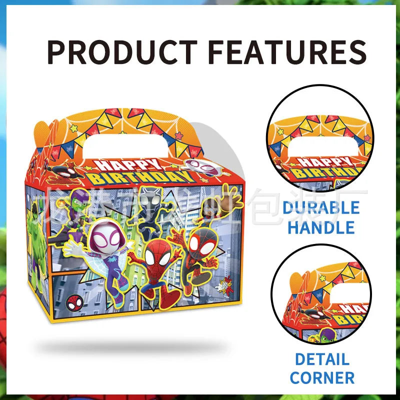 Spider Man Universe Avengers Party Gift Candy White Paper Handheld Paper Box Birthday Party Children