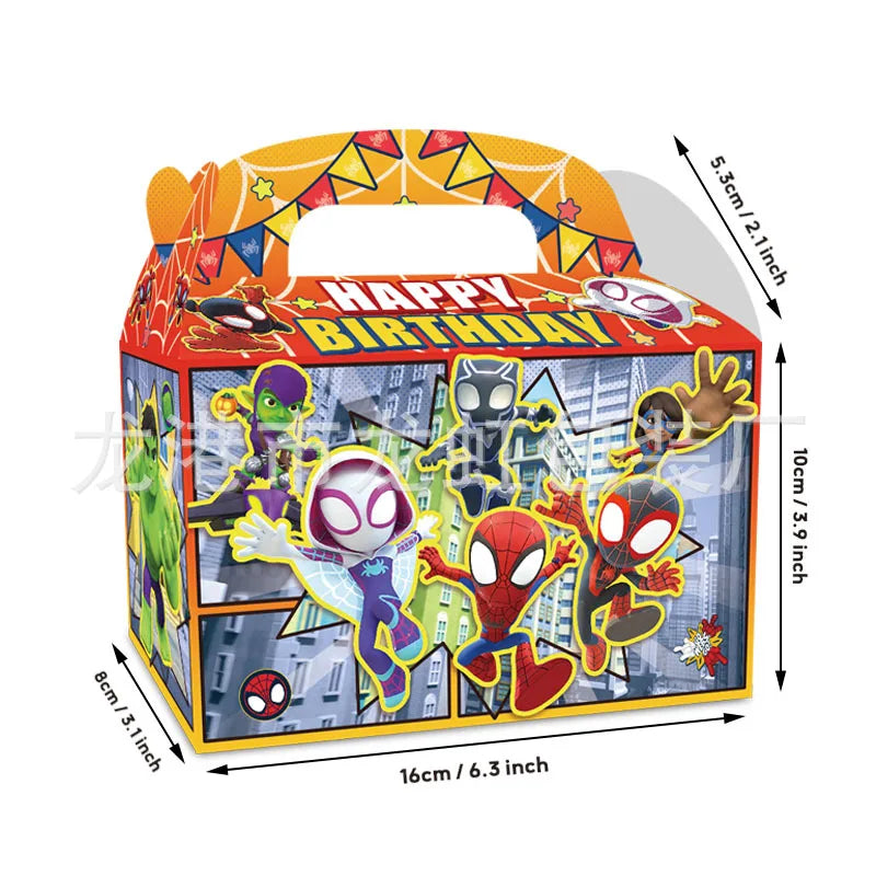 Spider Man Universe Avengers Party Gift Candy White Paper Handheld Paper Box Birthday Party Children