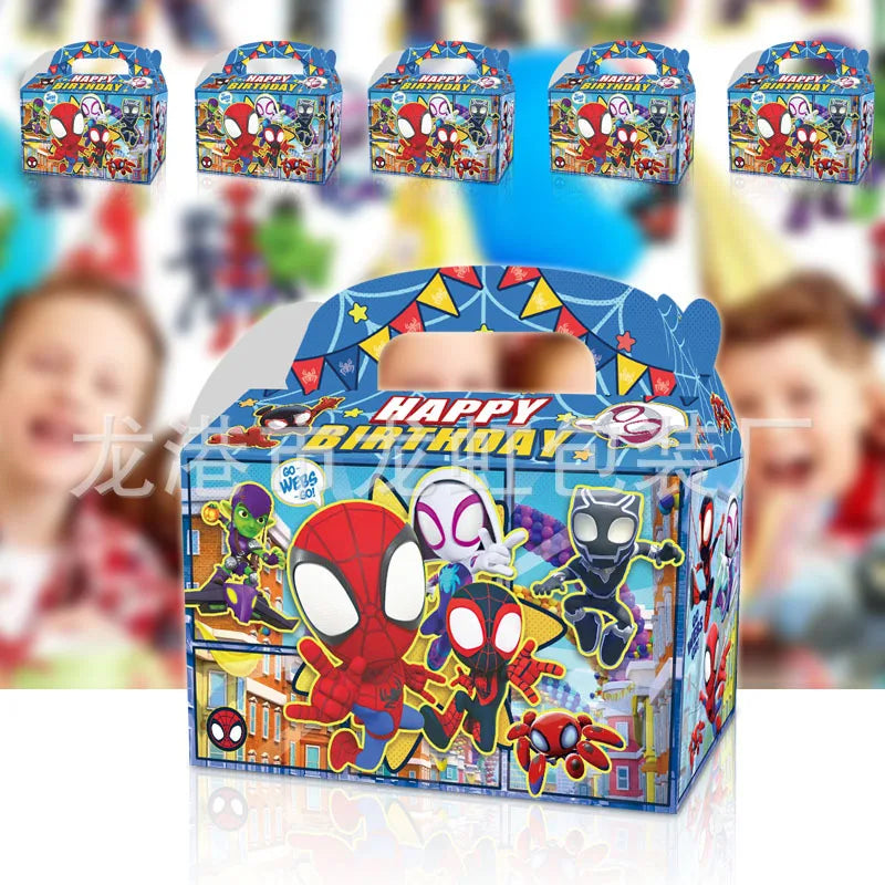 Spider Man Universe Avengers Party Gift Candy White Paper Handheld Paper Box Birthday Party Children