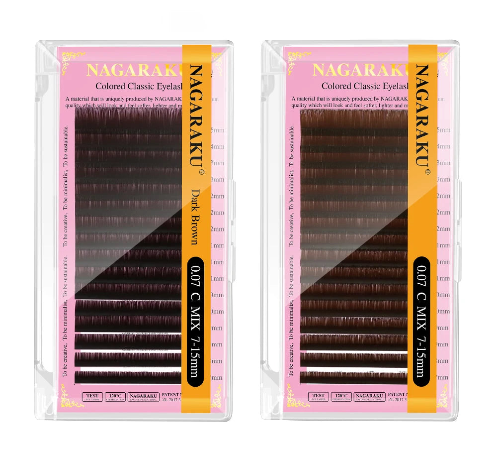 NAGARAKU Brown Eyelashes Individual Eyelash Makeup 16 Lines Brown Color High Quality Super Soft Natural Synthetic Mink