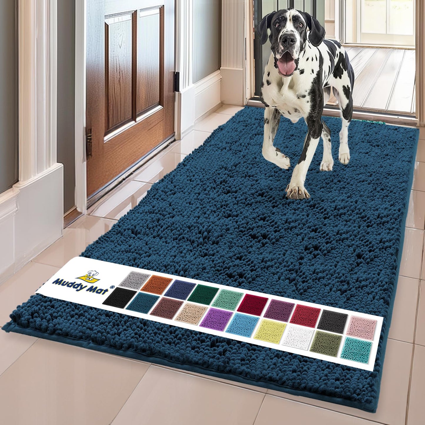 Muddy Mat Shown on TV Super Absorbent Microfibre Dog Mat for Muddy Paws, Non Slip and Washable, Quick Dry Chenille Entrance Mat, Machine Washable