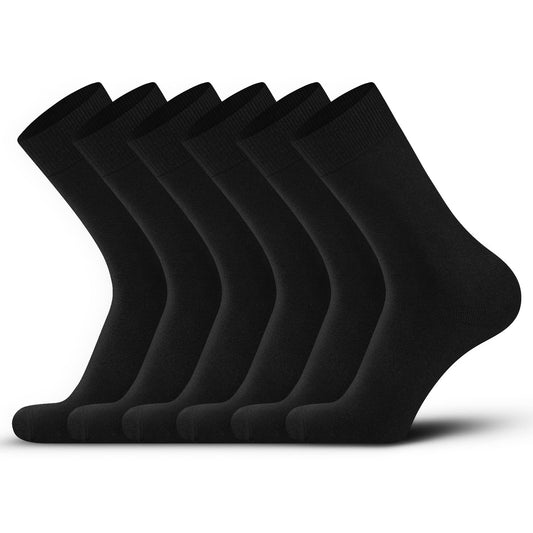 DarkCom Men's Smart Dress Socks, Black, 6-Pairs, Soft Breathable Man's Gift, (12-14 UK)