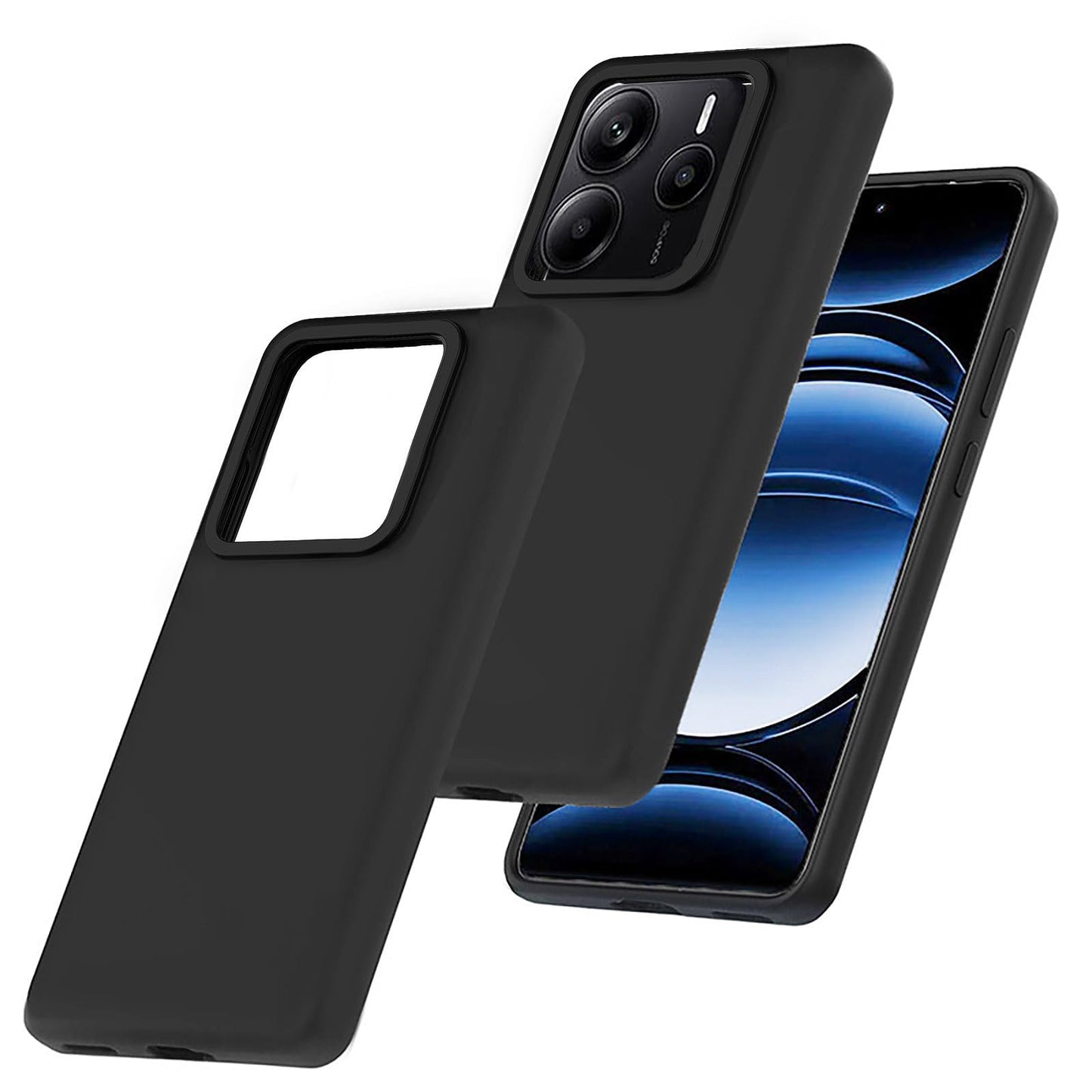 Silicone Phone Case Shockproof Anti-Fingerprint Bumper – Black Redmi Note 14 Pro 5G