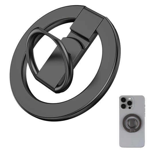MagSafe Magnetic Phone Ring Holder 360° Rotating Finger Grip Kickstand – Black