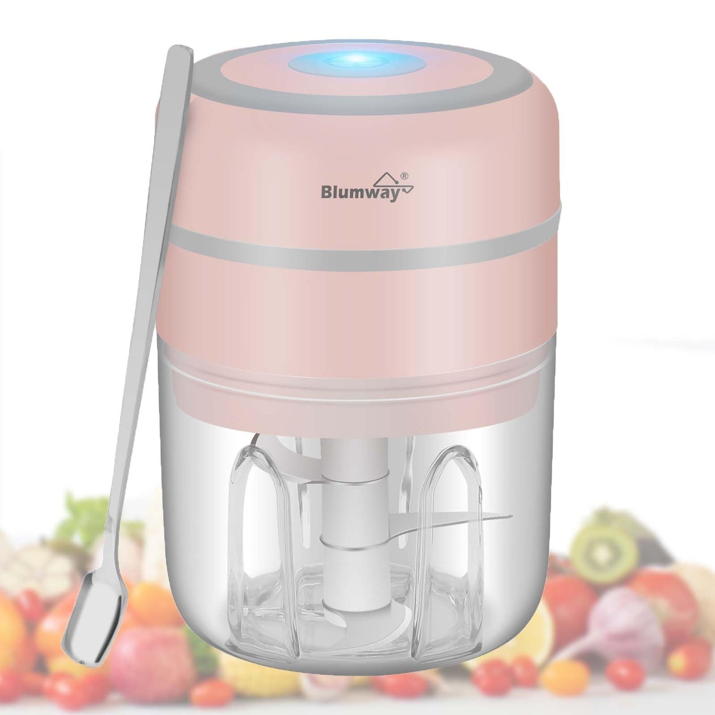 Mini Electric Onion & Garlic Chopper 250ml with 3 Sharp Blades Compact Food Processor – Pink