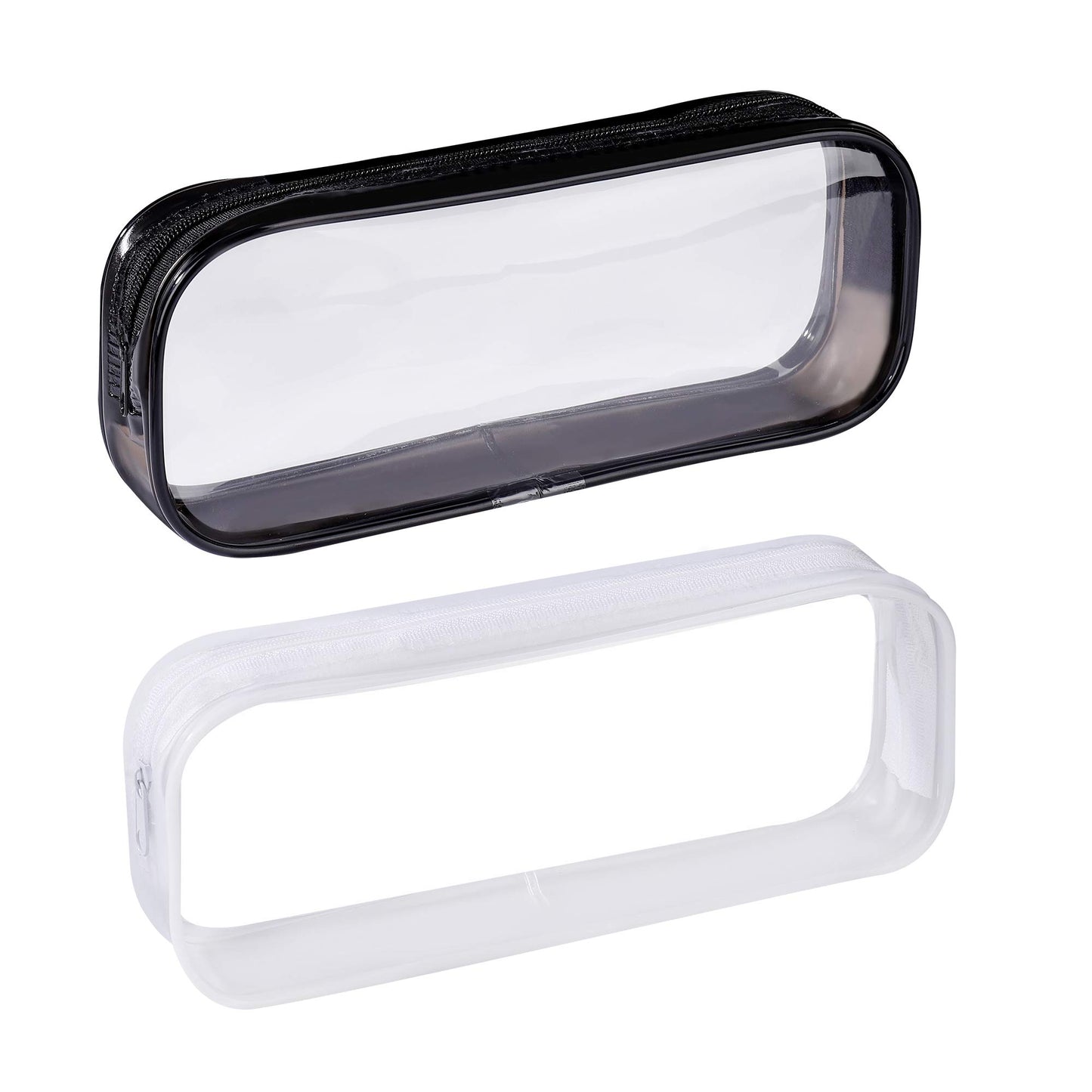Clear Pencil Bag 2-Pack PVC Zipper Pencil Case for Exams & School – Clear