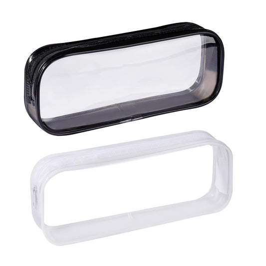 Clear Pencil Bag 2-Pack PVC Zipper Pencil Case for Exams & School – Clear