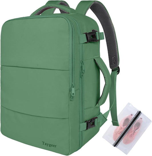 Cabin Bag Underseat 40x30x20 Travel Backpack with Shoe Pouch Ryan Air Cabin Size – Peridot Green