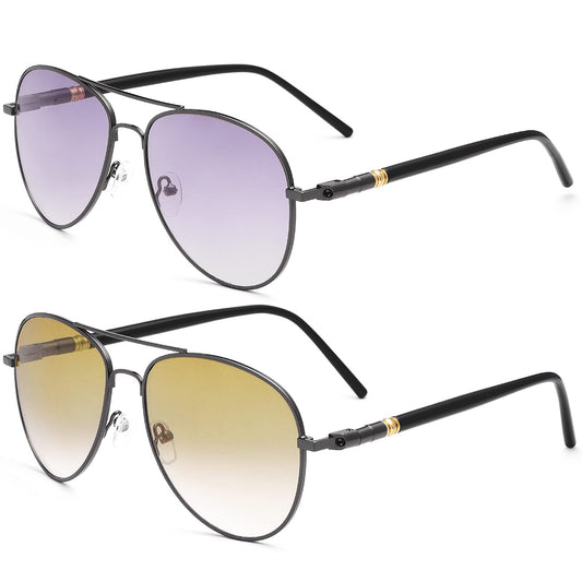 2-Pack Bifocal Reading Sunglasses Spring Hinge UV Anti-Blue Light – 1.0