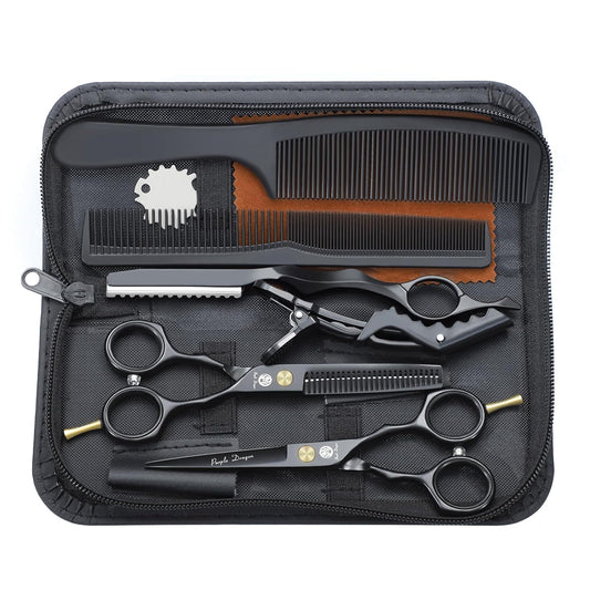 Hairdressing Scissors Set 5.5 Inch Cutting & Thinning Kit – Black