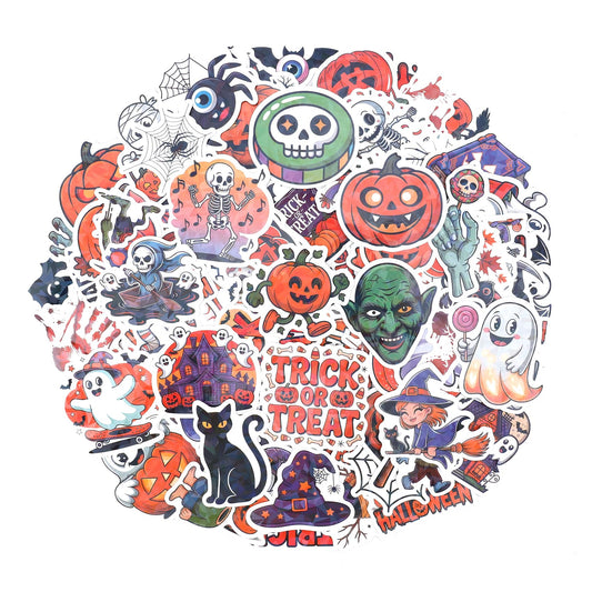 Halloween Stickers Cute Vinyl Waterproof 200-Pack Decals for Pumpkins Windows Crafts – 200-Pack