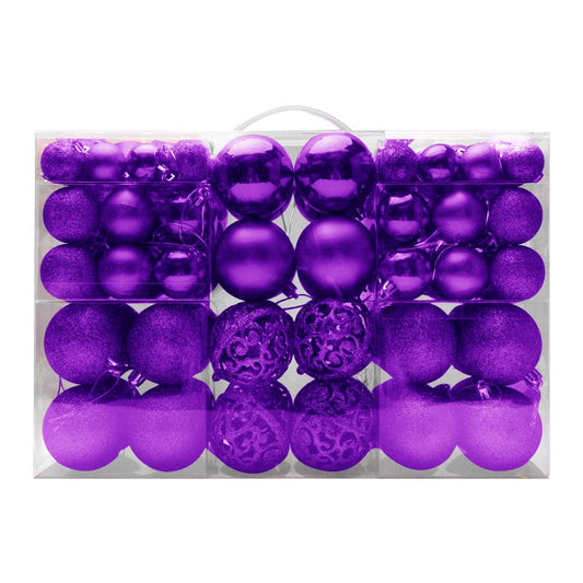 Christmas Tree Decoration Ball, 100pcs Christmas Baubles Ornaments 3cm+4cm+6cm, Shatterproof Christmas Hanging Balls Decoration, Christmas Tree Holiday Wedding Party Pendants Gifts (Purple)