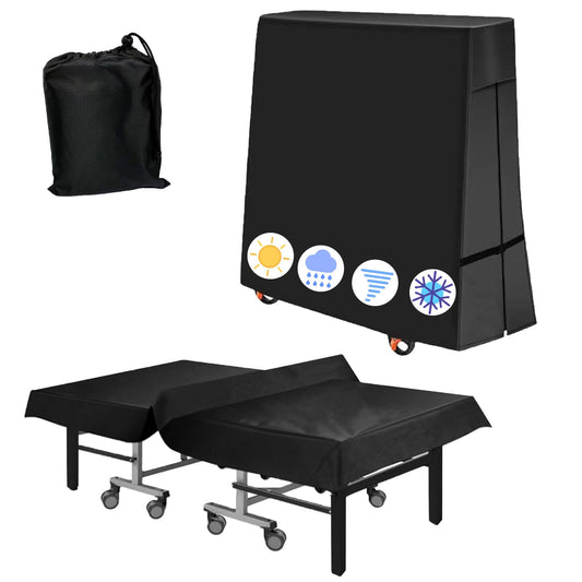 Table Tennis Table Cover 9x5ft 600D Waterproof Sunproof Oxford Fabric – Black