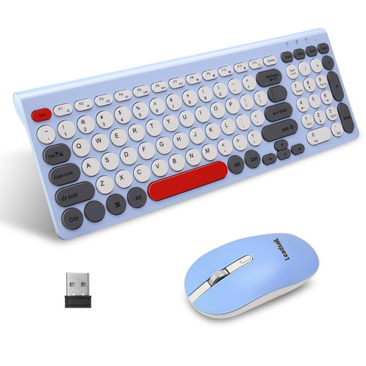 LeadsaiL KF29 Wireless Keyboard and Mouse Set, Wireless USB Mouse and Compact Computer Keyboards Combo, QWERTY UK Layout for HP/Lenovo Laptop and Mac-Colorful