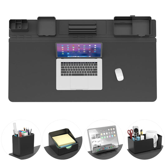 Desk Pad Magnetic Organizer Set 5-in-1 Large Mouse Mat with Phone Stand Cup Holder Pen Storage