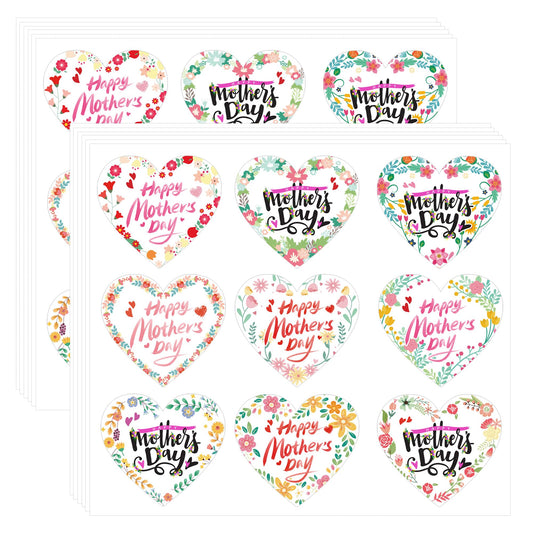Happy Mother's Day Stickers Pack 180 Floral Heart Gift Tags Envelope Seals – Colour3 1.5in