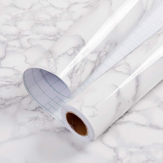 Hode Marble Sticky Back Plastic 60cm X 3m Granite White Grey Vinyl Wrap Contact Paper Self Adhesive Wallpaper Waterproof PVC Roll for Kitchen Countertop Furniture Easy to Remove