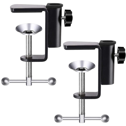 2-Pack Desk C-Clamp Metal Table Mounting Clamp for Microphone/Monitor Arm – Black