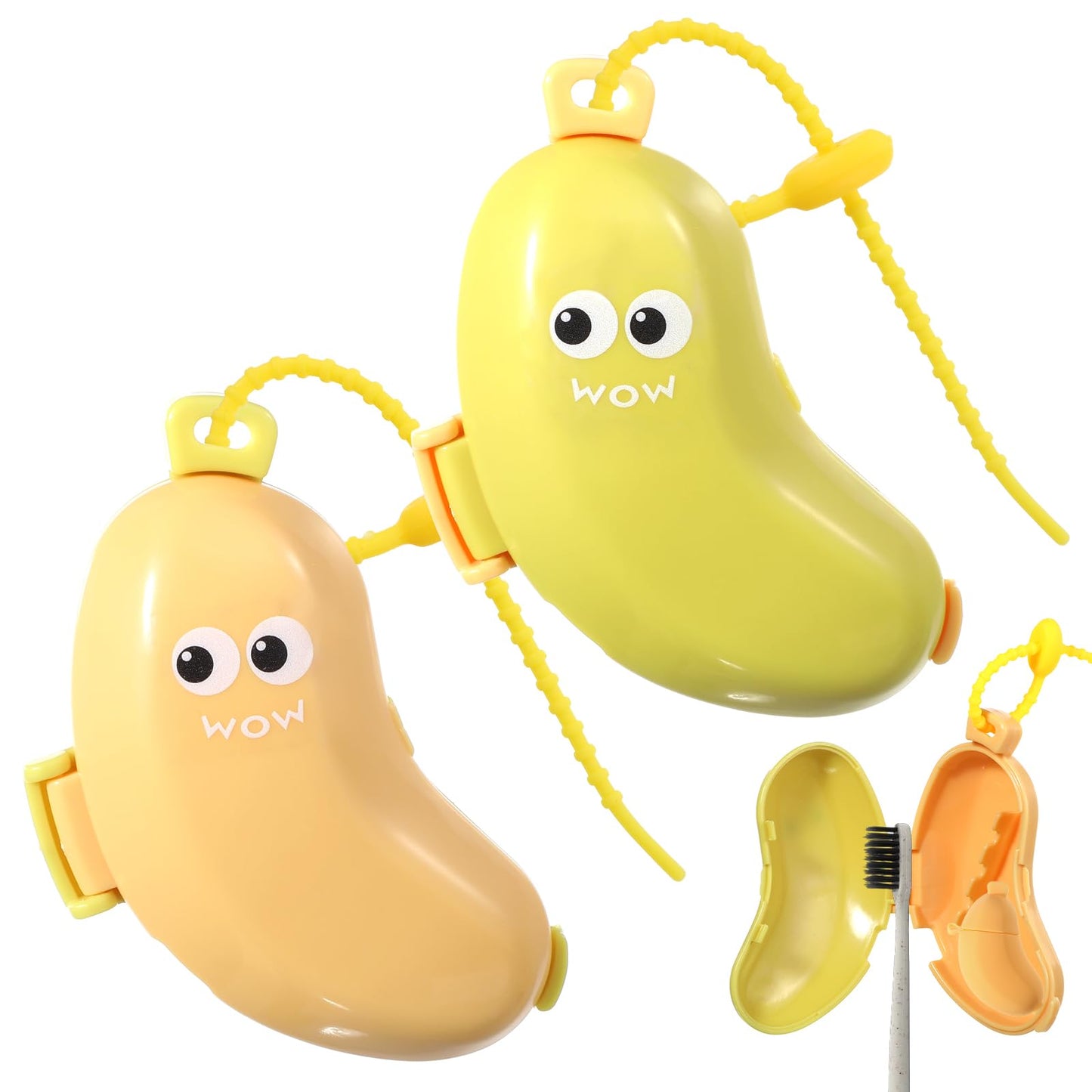 Banana Toothbrush Head Cover 2 Pack Reusable Travel Toothbrush Cap Cute Clip-On – Yellow