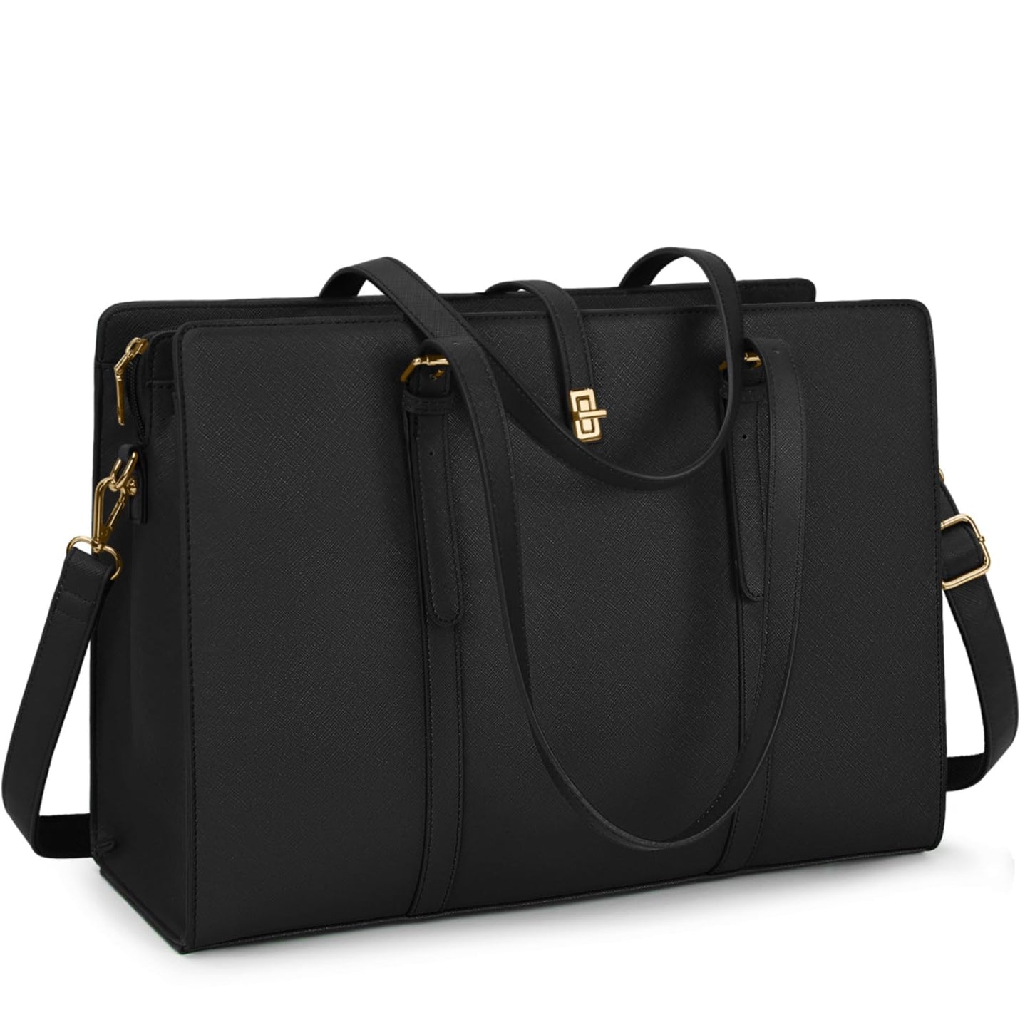 Laptop Tote Bag Large Leather Work Shoulder Handbag for 15.6in Laptops – Black 15.6in