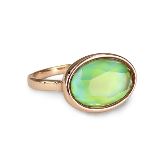 Mood Ring Faceted Oval Colour-Change Crystal – Rose Gold Size 8