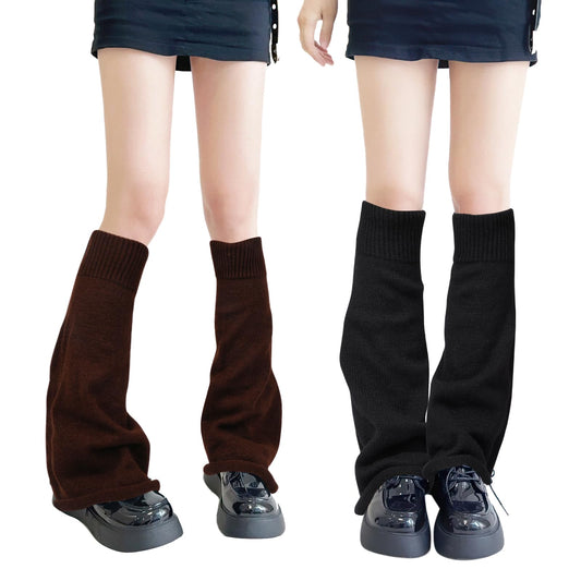 2-Pack Knitted Thermal Leg Warmers Knee-High Boot Cuffs Winter – One Size