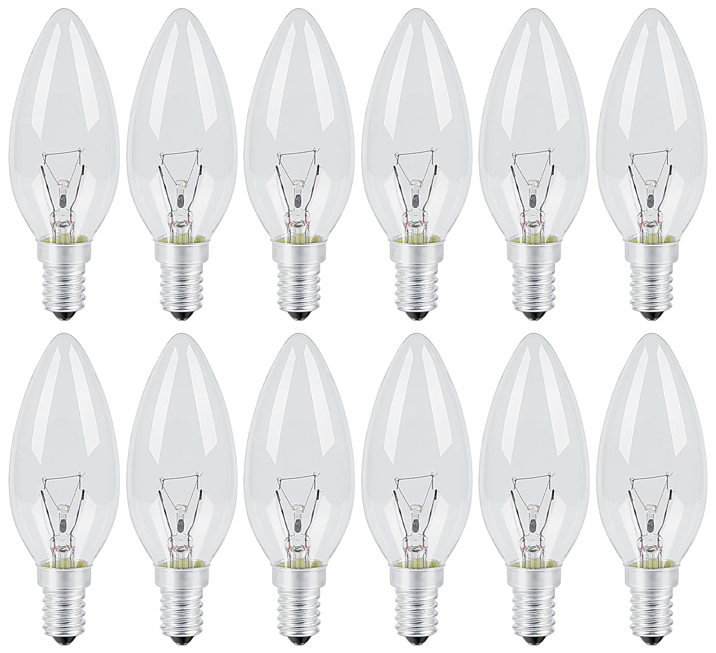 Vanke E14 Light Bulb 40W, SES Dimmable Small Screw Candle Bulbs Warm White 2700K, Energy Saver B11 Clear Bulb, 430 Lumen, 12-Pack
