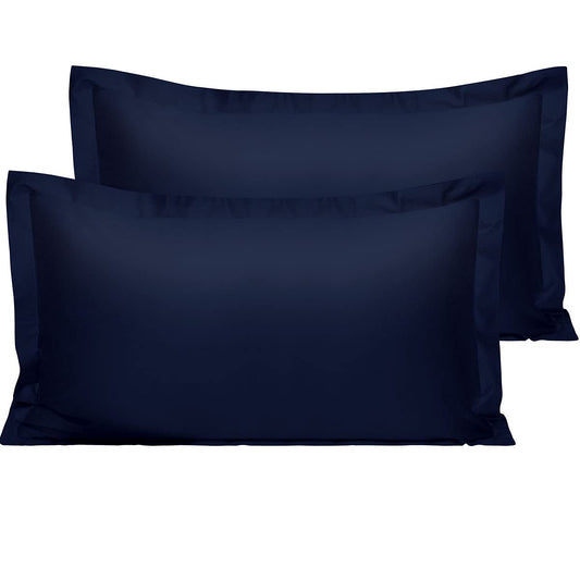 NTBAY 2 Pack 500 Thread Count Egyptian Cotton Oxford Pillowcases – Navy 50x90 cm