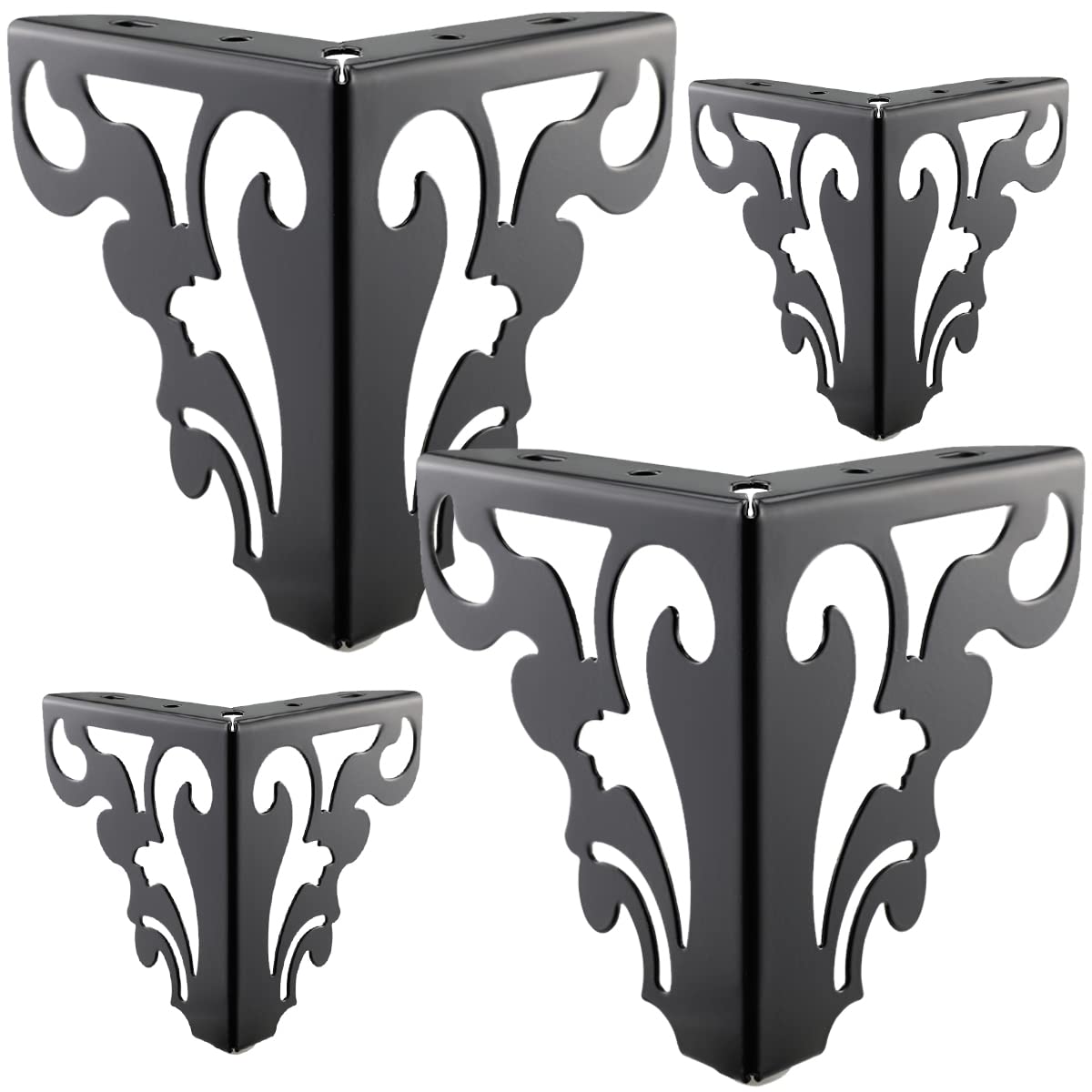 Metal Furniture Legs 12cm (5in) Set of 4 Heavy Duty Iron Hollow Sofa Legs with Screws – Black