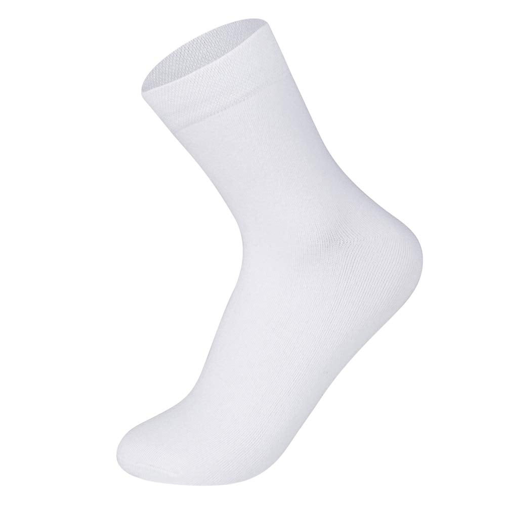 RINTATI 5 Pairs Men's Plain White Casual Socks Everyday Classic Breathable Thin Cotton Dress Socks Fashion Work Crew Socks.