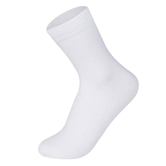 RINTATI 5 Pairs Men's Plain White Casual Socks Everyday Classic Breathable Thin Cotton Dress Socks Fashion Work Crew Socks.